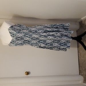 GUC Marleen's Dress Shop 👗 SZ 16 Midi Cocktail Dress Emerald with White Lace